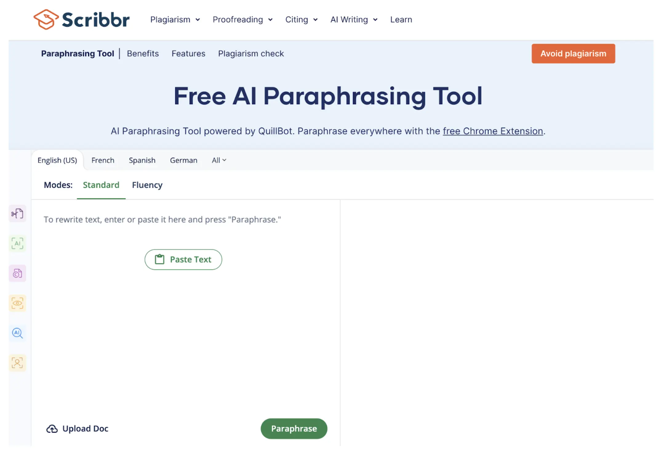 Scribbr Paraphrasing Tool Page